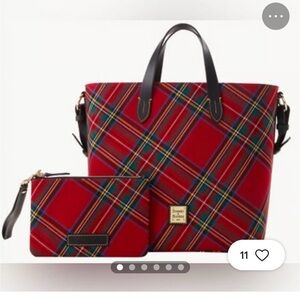 Dooney & Bourke Red and black plaid Large Erica with clutch